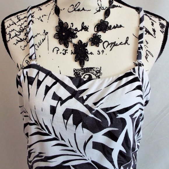 Belle Beach Key West Palm Black and White Palm Pullover Maxi Dress Size XLP - Picture 6 of 13